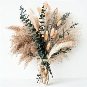Green Pampas Grass Boho Bouquet  Exquisite Lavender and Eucalyptus Dried Flower